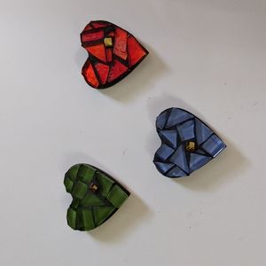 Heart shaped Artisan Mosaic Refrigerator Magnets 3